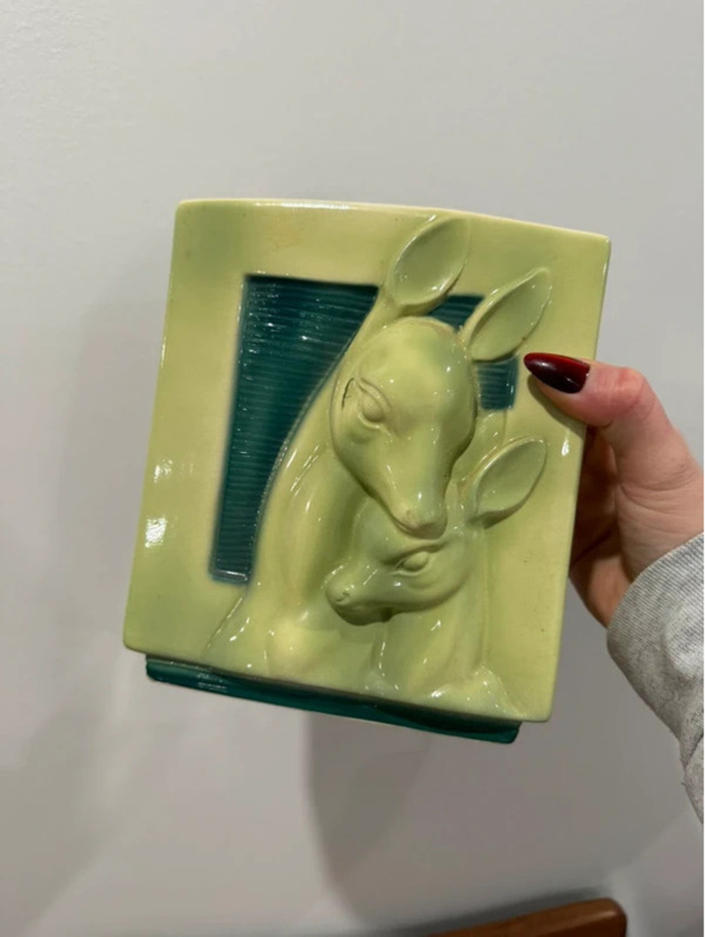 Vintage 1950s Royal Copley Doe & Fawn Planter Vase MCM